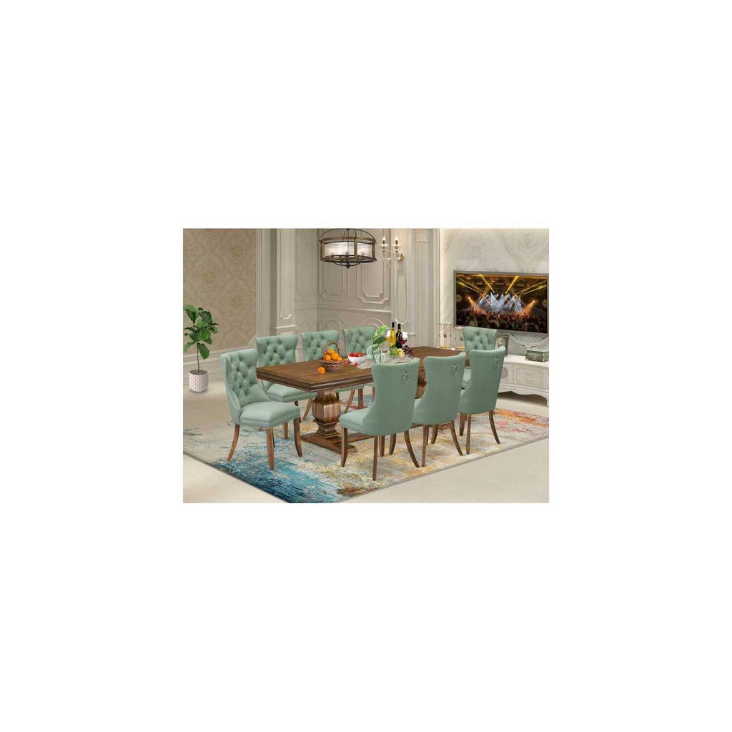 9 Piece Dining Room Set with Green Chairs M298