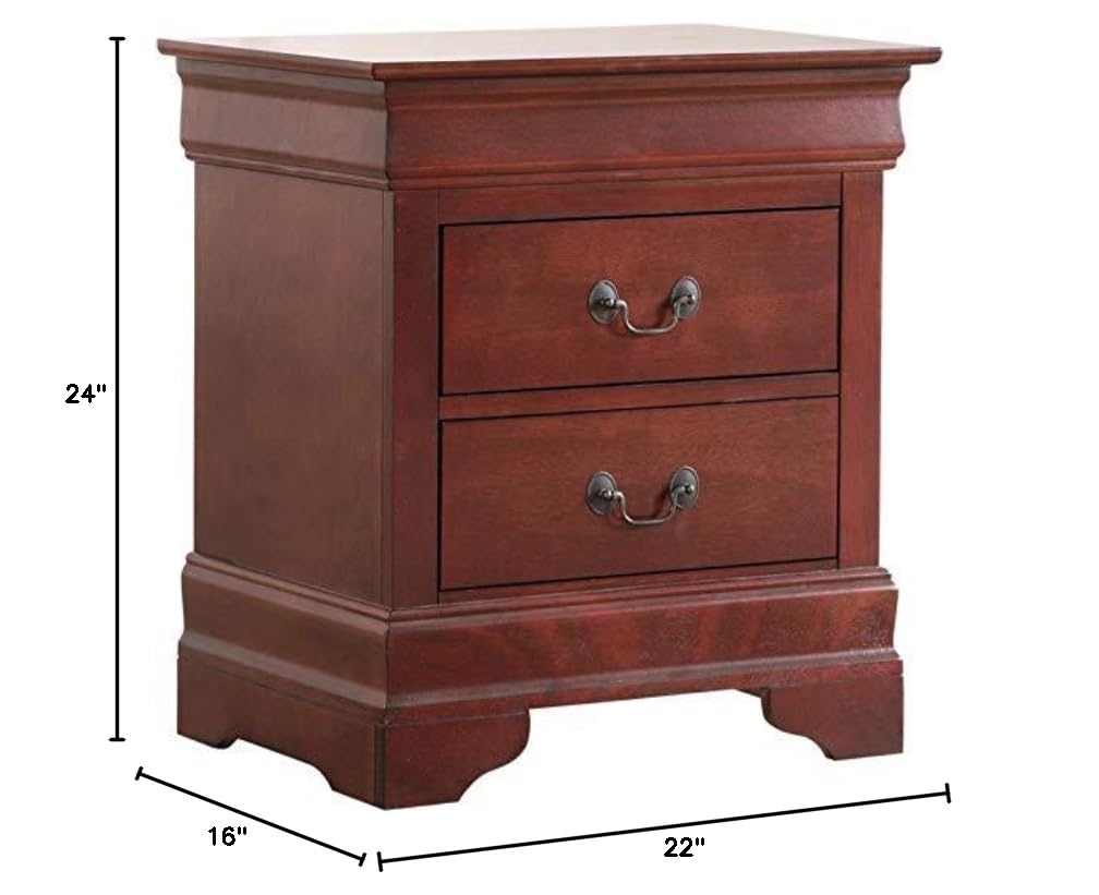 Cherry Finish 2 Drawer Engineered Wood Nightstand V711943