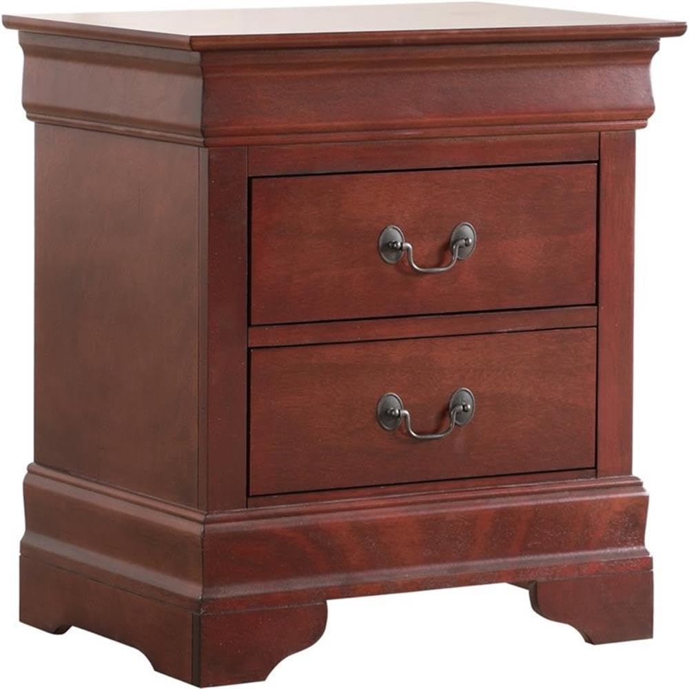 Cherry Finish 2 Drawer Engineered Wood Nightstand V711943
