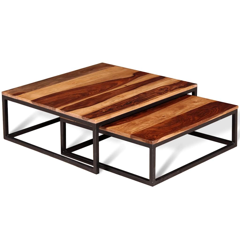 Solid Sheesham Wood Nesting Coffee Table Set J2022