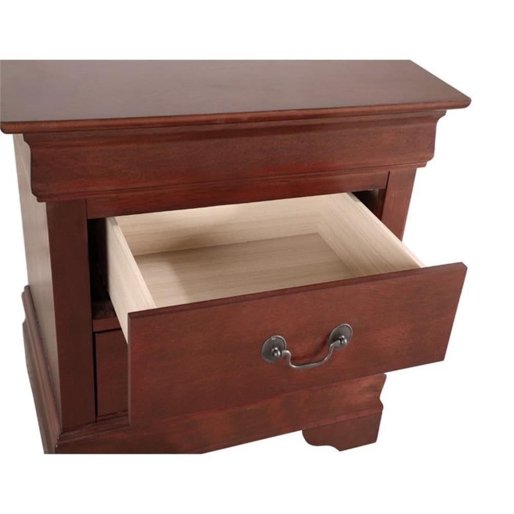 Cherry Finish 2 Drawer Engineered Wood Nightstand V711943