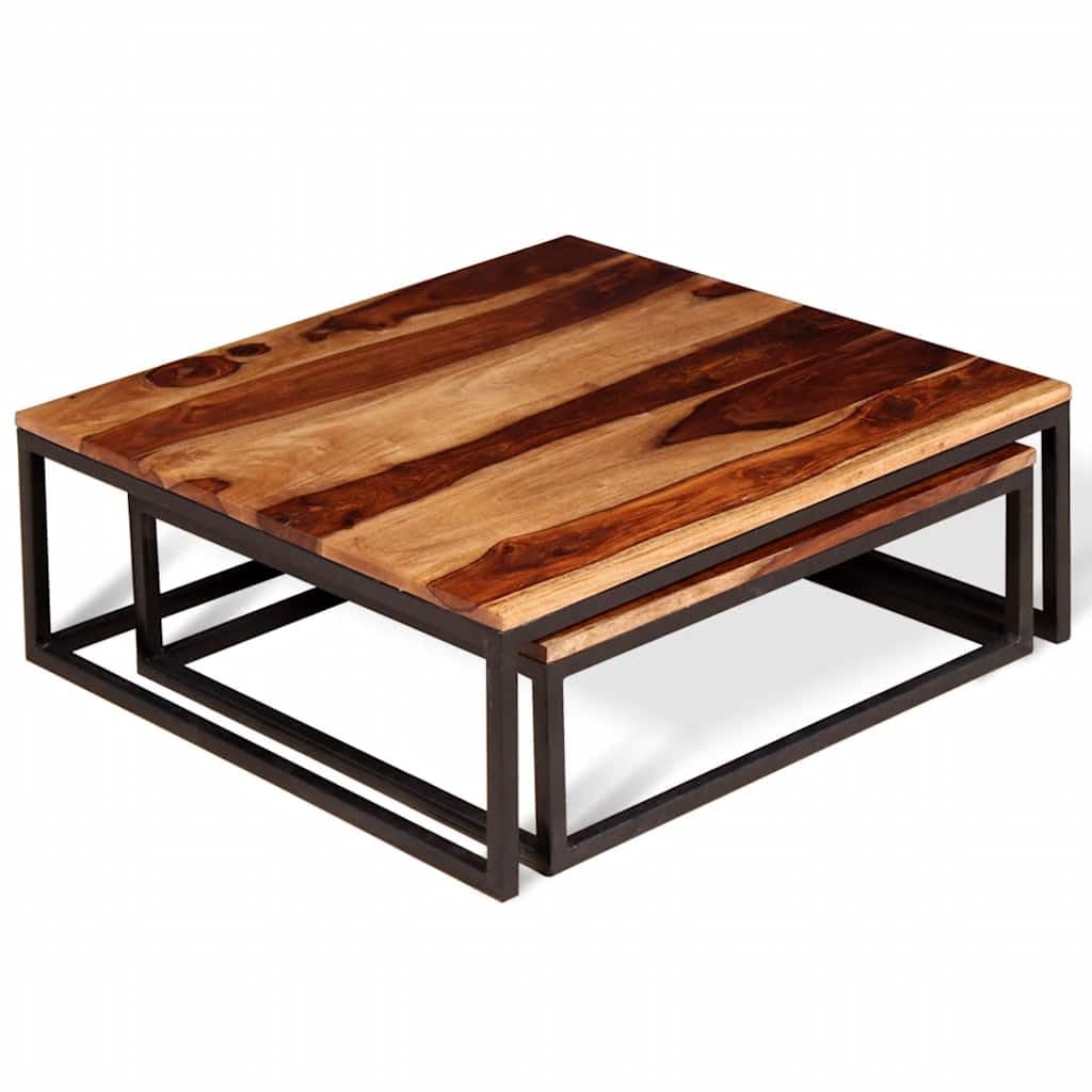 Solid Sheesham Wood Nesting Coffee Table Set J2022