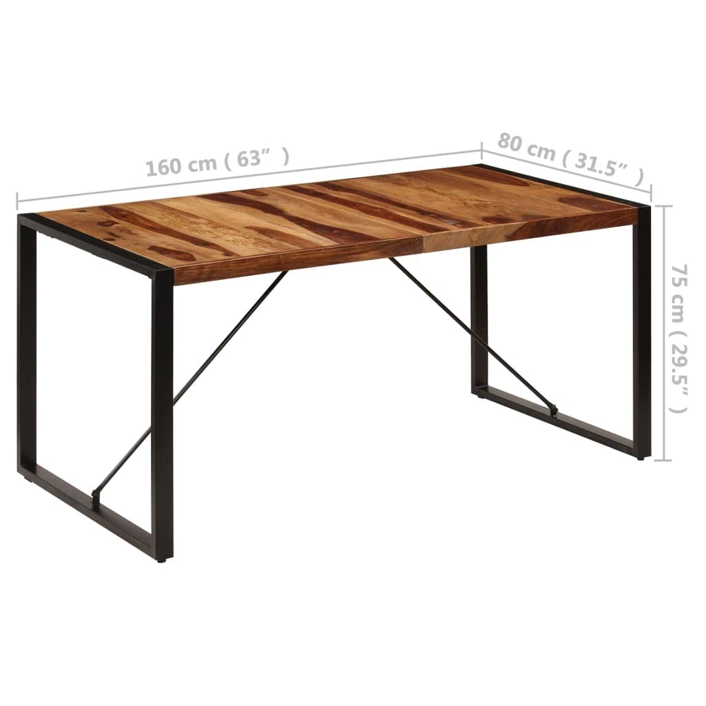 Square Dining Table, 63"x31.5"x29.5" Solid Sheesham Wood M1324