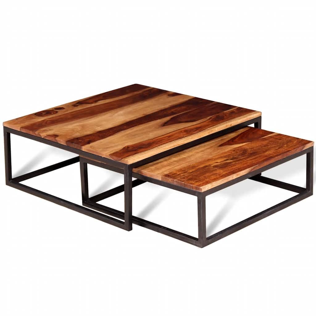Solid Sheesham Wood Nesting Coffee Table Set J2022