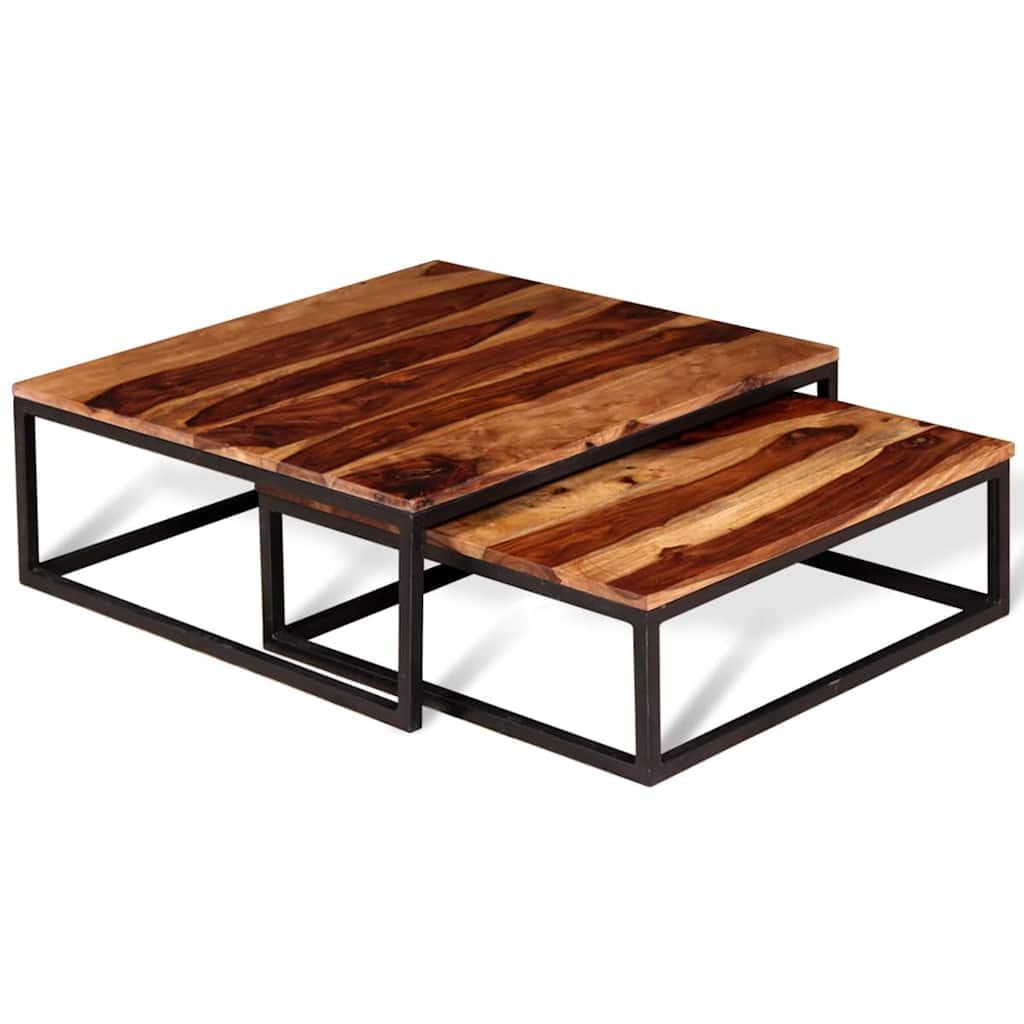 Solid Sheesham Wood Nesting Coffee Table Set J2022