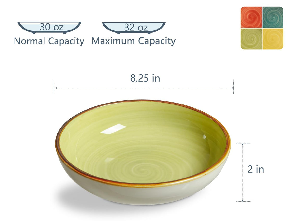 30 Ounce Porcelain Pasta Bowls Set of 4 Assorted Color T200199