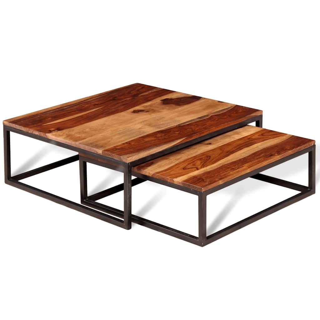 Solid Sheesham Wood Nesting Coffee Table Set J2022