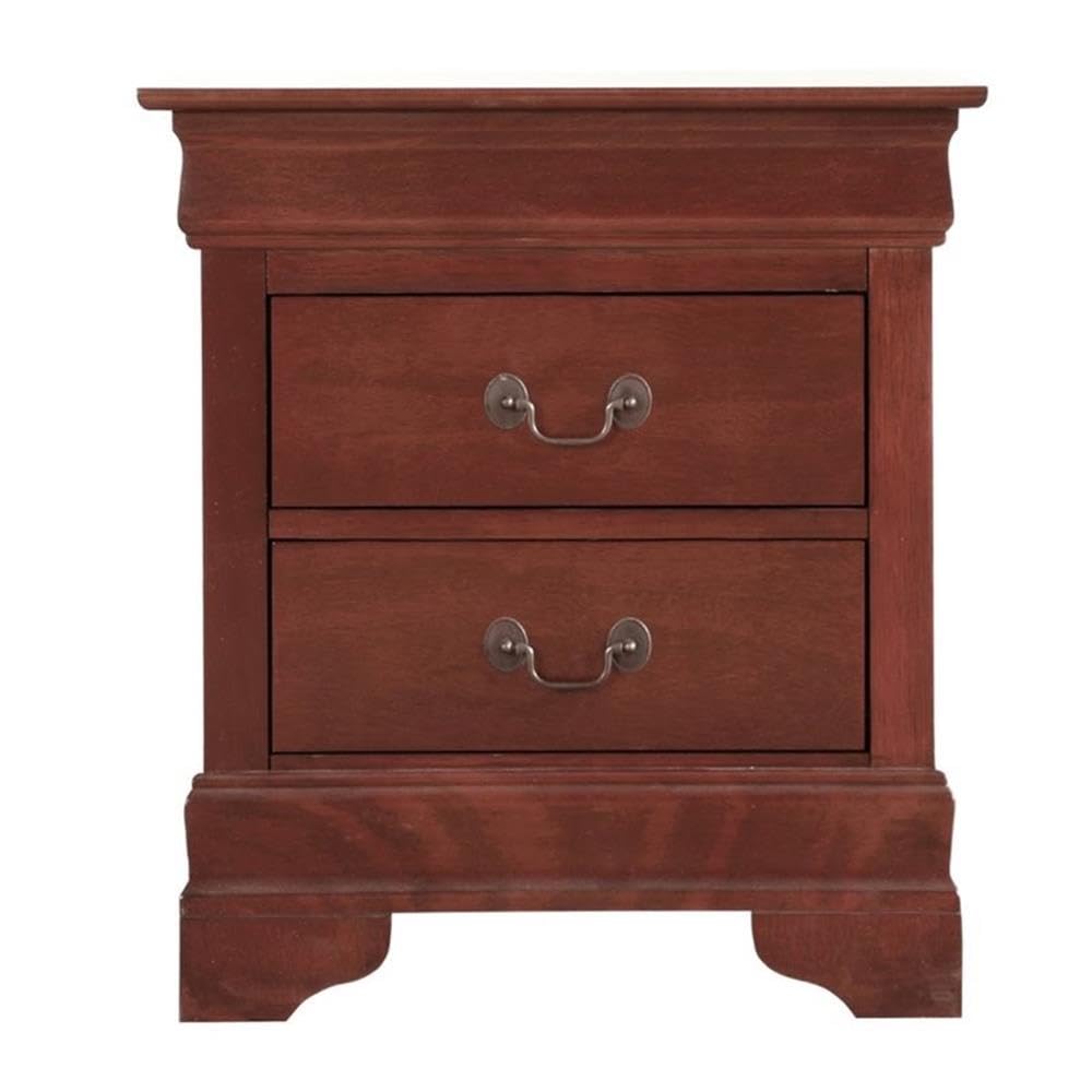 Cherry Finish 2 Drawer Engineered Wood Nightstand V711943