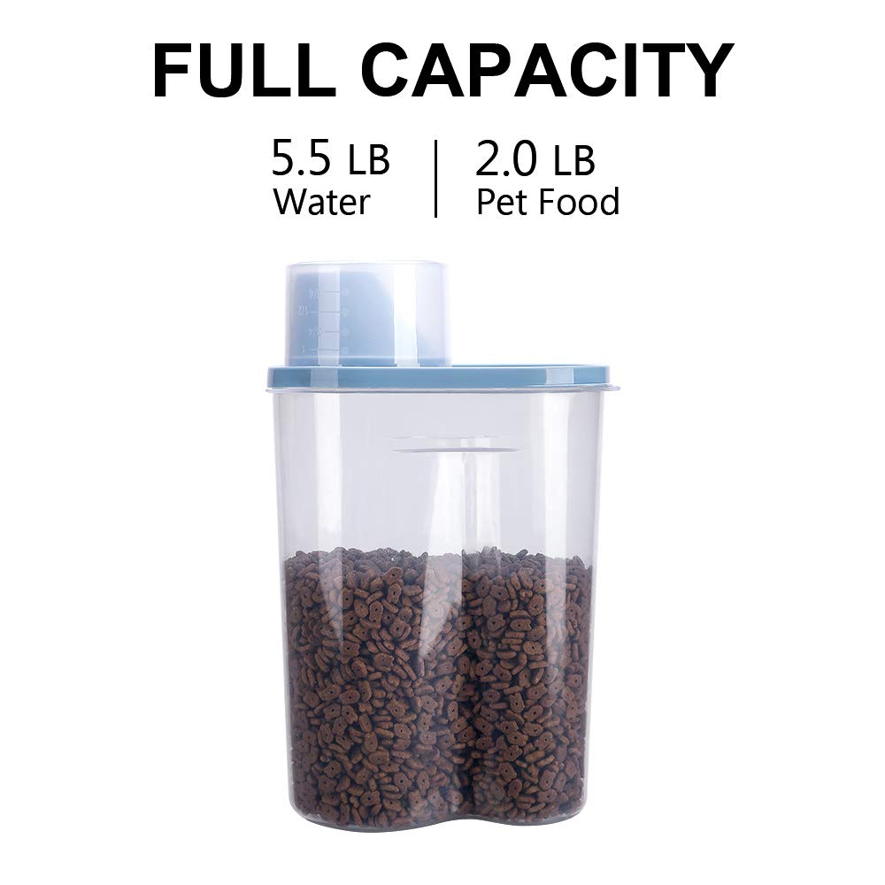2 Pack 2lb/2.5L Pet Food Storage Container with Measuring Cup X82744