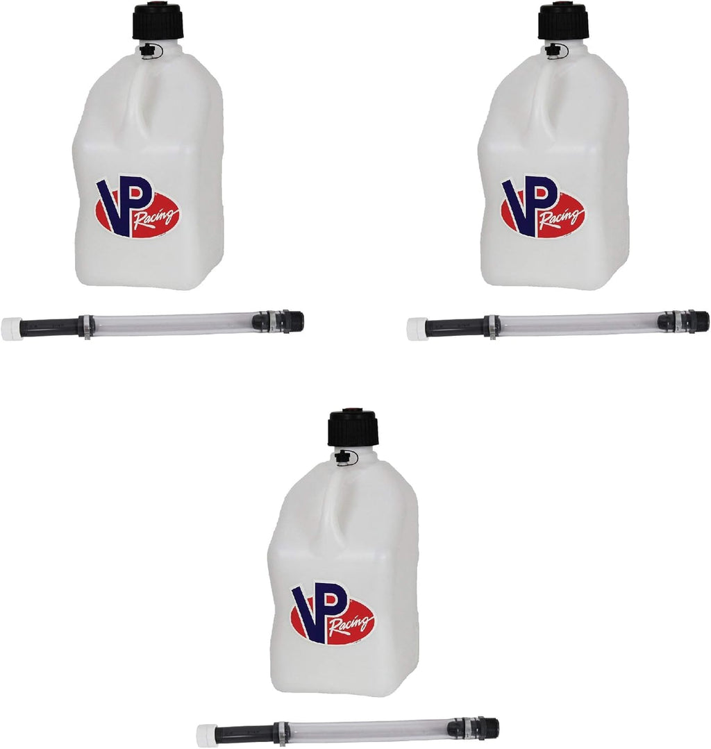 5.5-Gallon Square Motorsport Jug White 3 Pack with Hose Q135