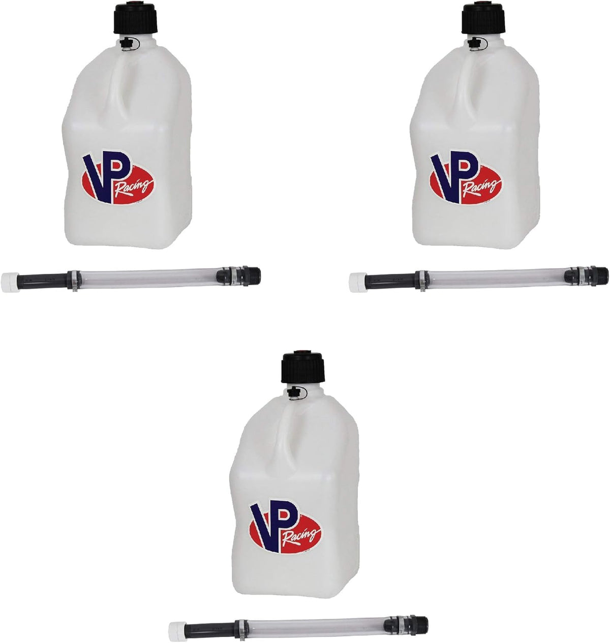 5.5-Gallon Square Motorsport Jug White 3 Pack with Hose Q135