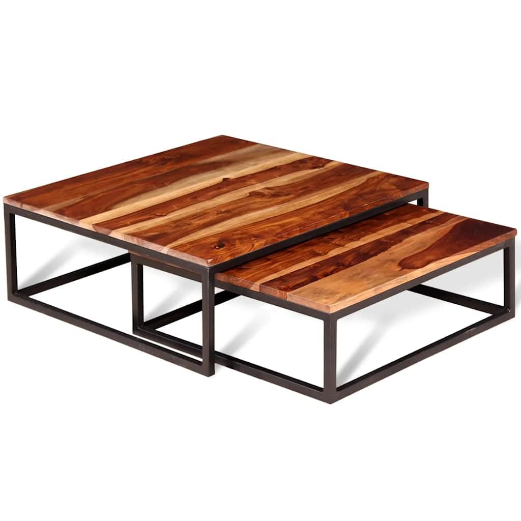 Solid Sheesham Wood Nesting Coffee Table Set J2022