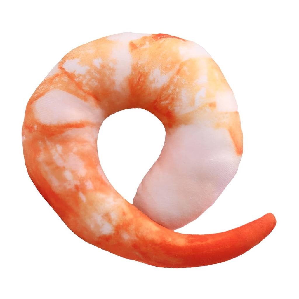 Orange White 3D Shrimp Shape Dog Squeaky Plush Toy M411