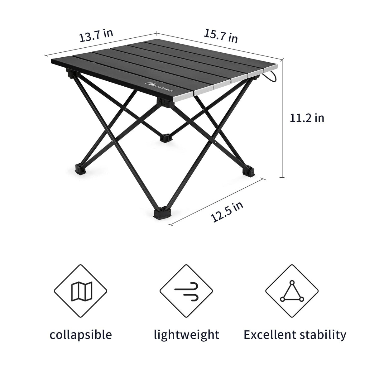 Ultralight Folding Camping Table with Carry Bag Black K83443