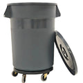 32 Gallon Grey Outdoor Trash Can with Lid and Wheels H34990