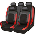Universal Leather Car Seat Covers Full Set Black Red T290741