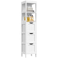 56" Tall Narrow White Bathroom Storage Cabinet with 3 Drawers Z394551