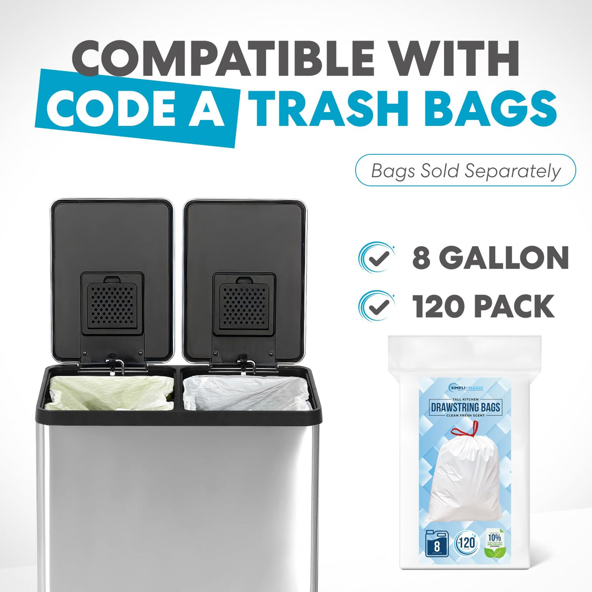 16 Gallon Dual Compartment Stainless Steel Step Trash Can E238