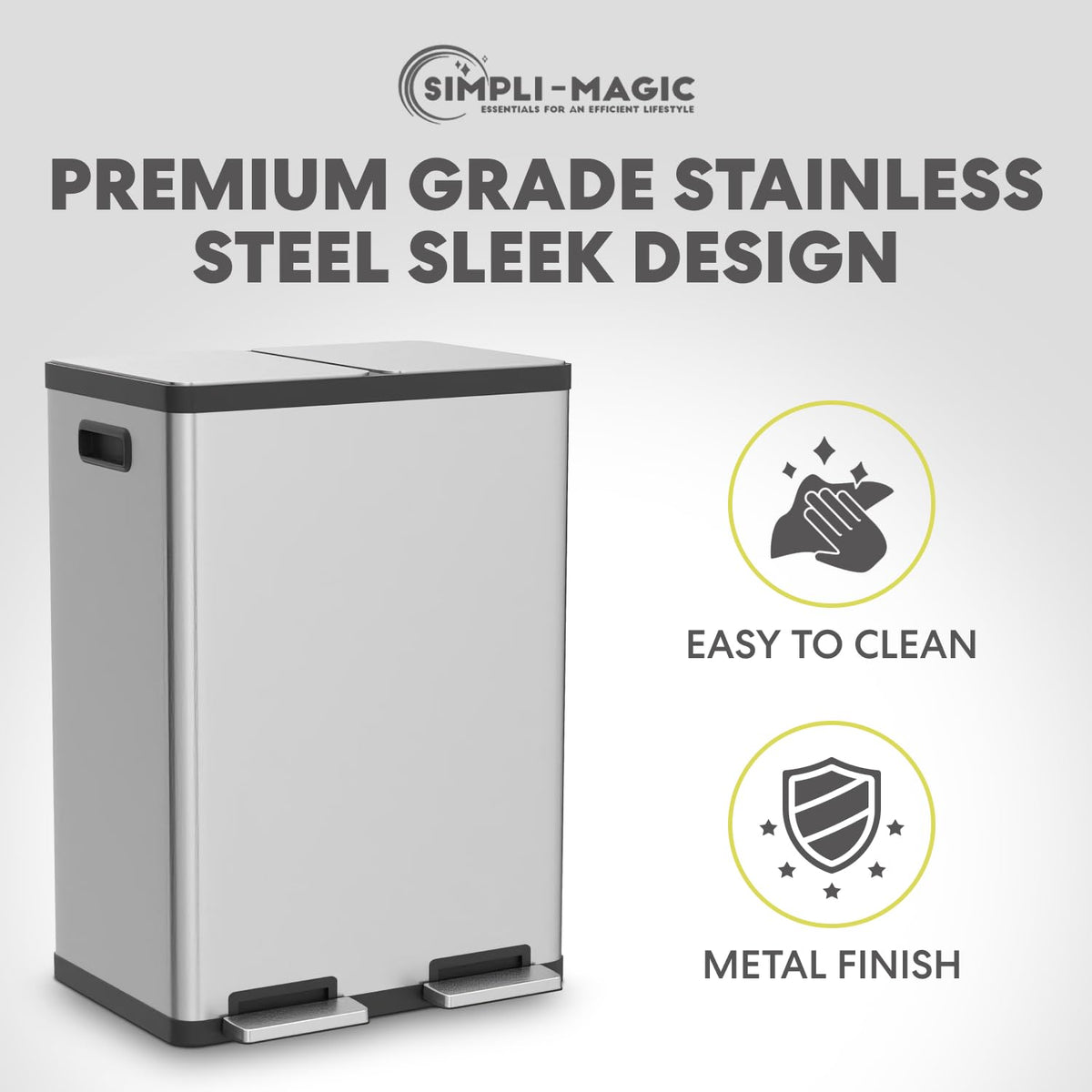 16 Gallon Dual Compartment Stainless Steel Step Trash Can E238