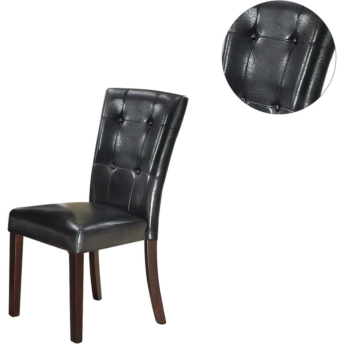 Black Faux Leather Tufted Parson Chairs Set of 2 P120