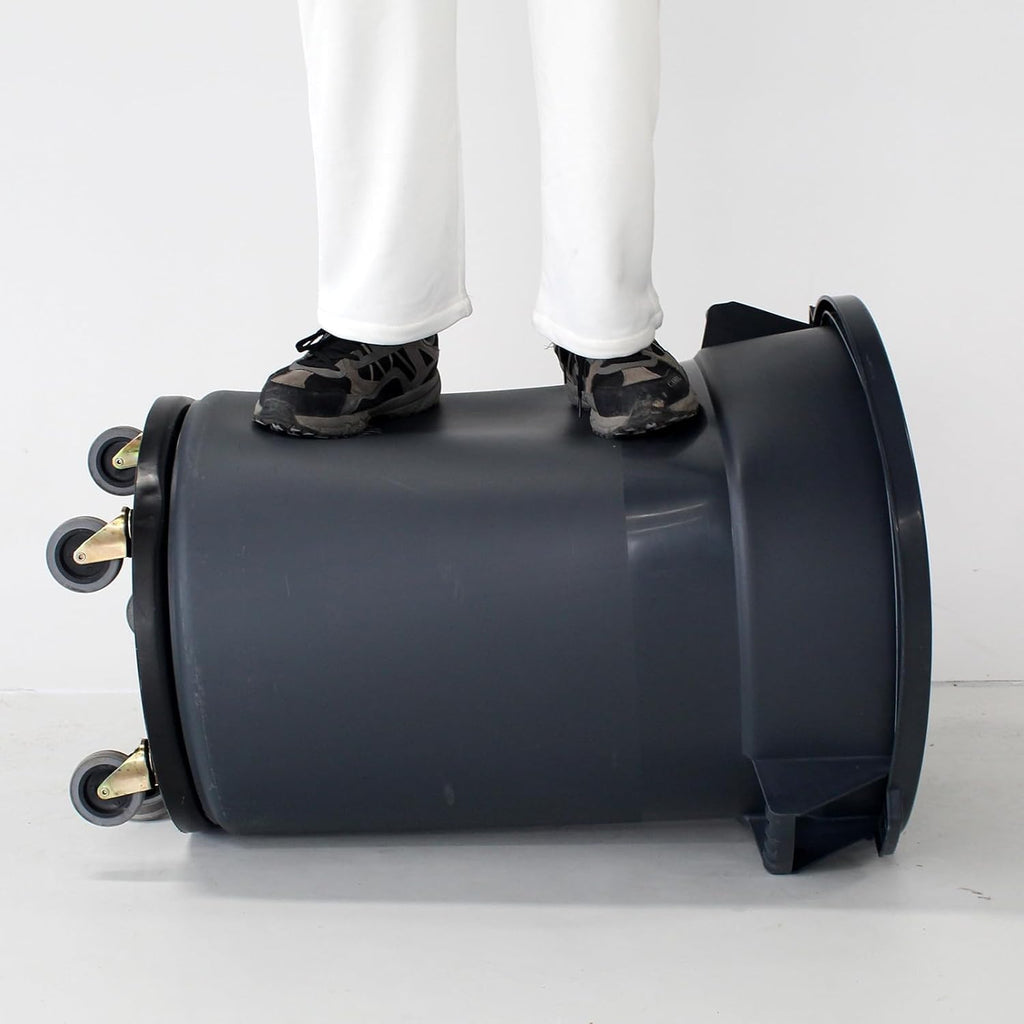 32 Gallon Grey Outdoor Trash Can with Lid and Wheels H34990