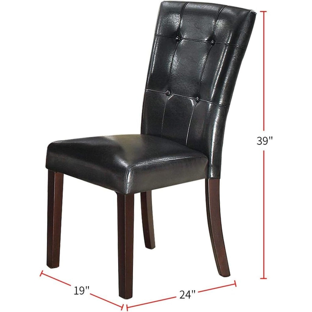 Black Faux Leather Tufted Parson Chairs Set of 2 P120