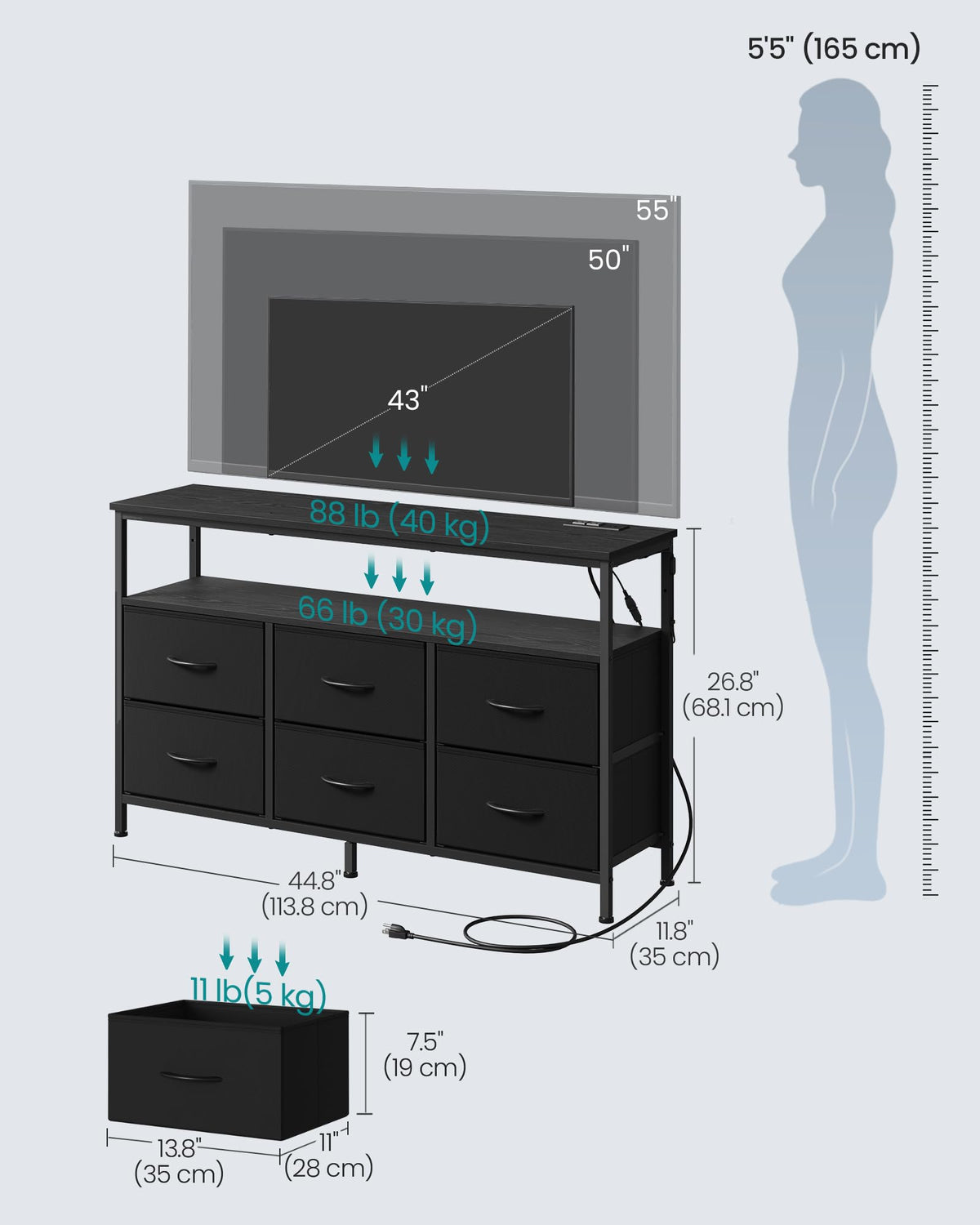Wide Dresser with 6 Drawers & Open Shelf C80993