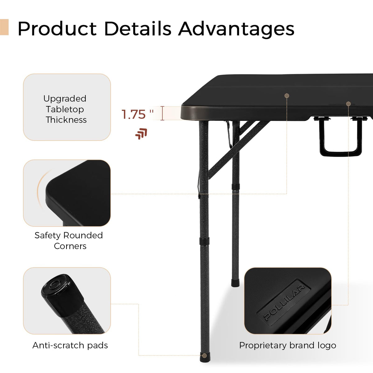 34" Black Folding Card Table X5582