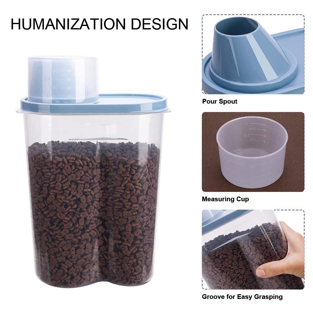 2 Pack 2lb/2.5L Pet Food Storage Container with Measuring Cup X82744