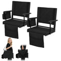 2 Pcs Black Stadium Seats with Back Support and Cushion D532