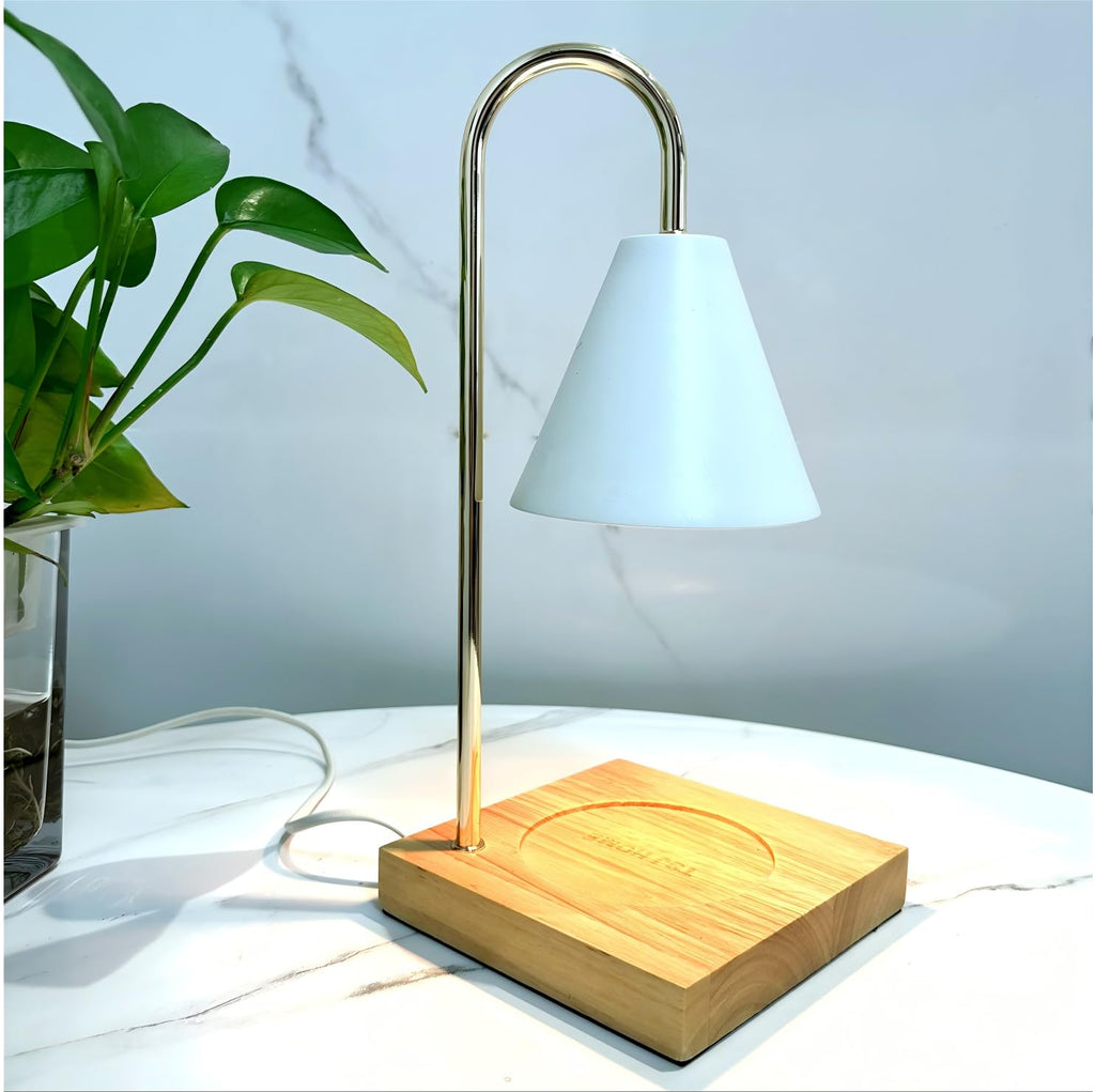 Electric Candle Warmer Lamp with 2 Bulbs, Adjustable Height, Timer, Gold Z51942