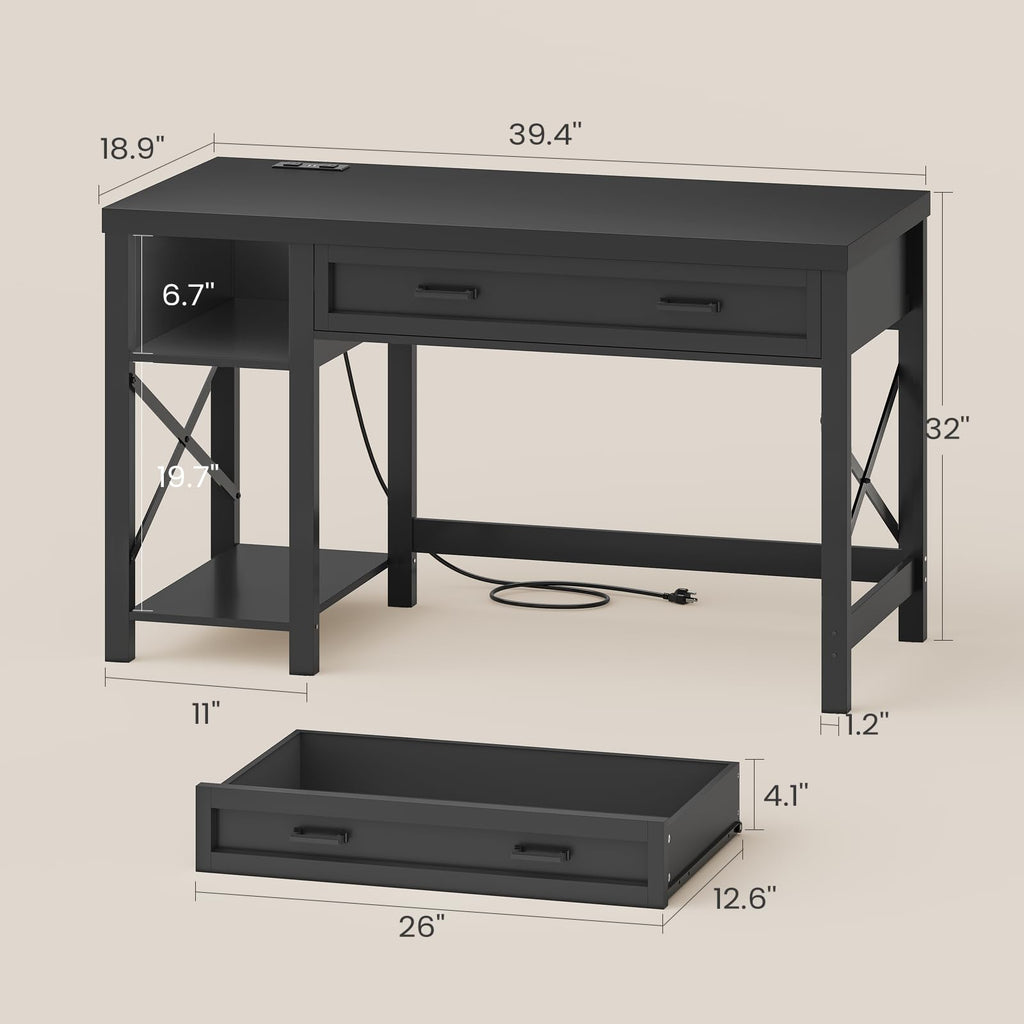 40" Farmhouse Small Desk with Drawers C453000