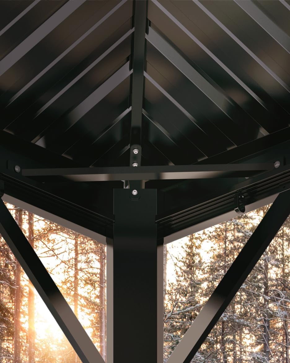 Hardtop Gazebo 12x16 ft with Double Metal Roof, Net, and Curtain J351636