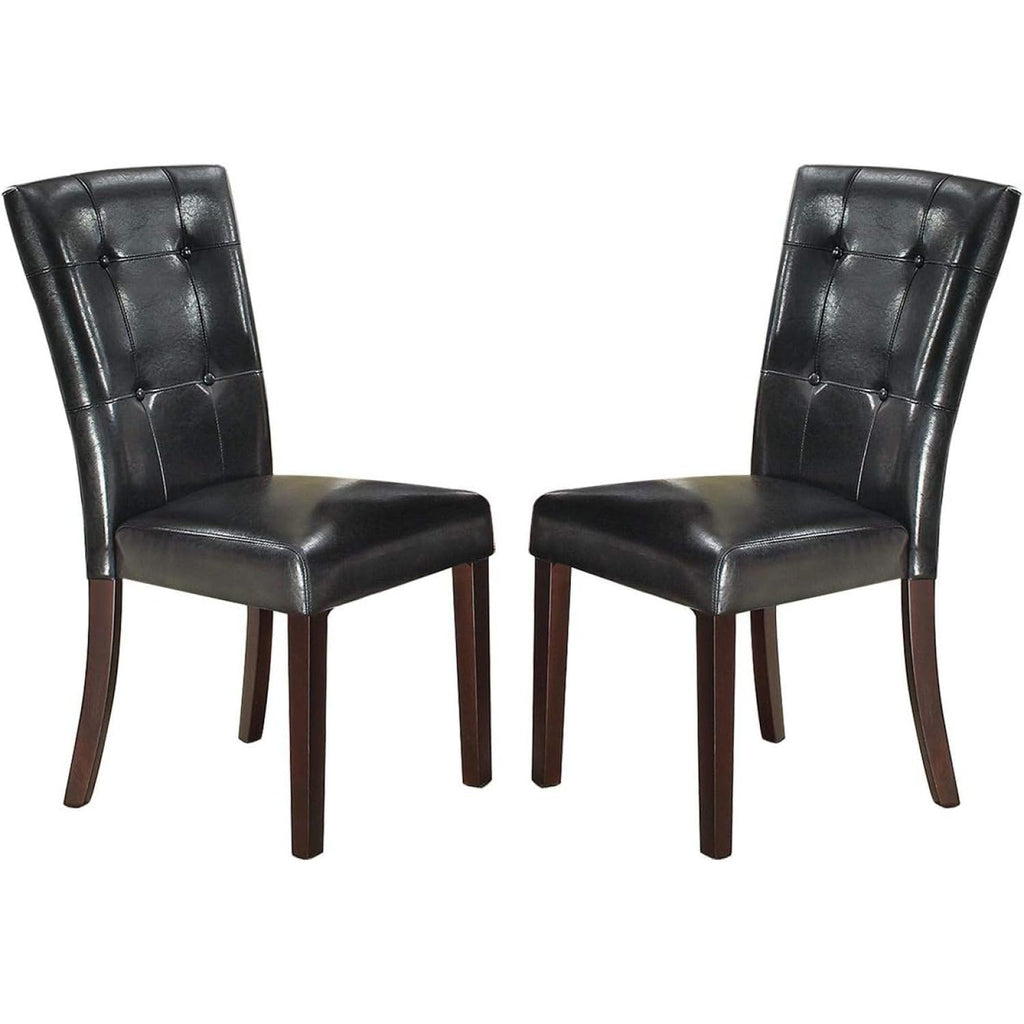 Black Faux Leather Tufted Parson Chairs Set of 2 P120