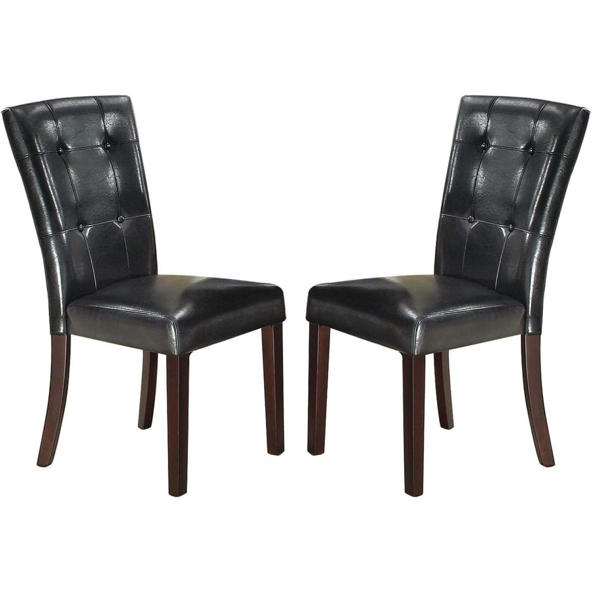 Black Faux Leather Tufted Parson Chairs Set of 2 P120