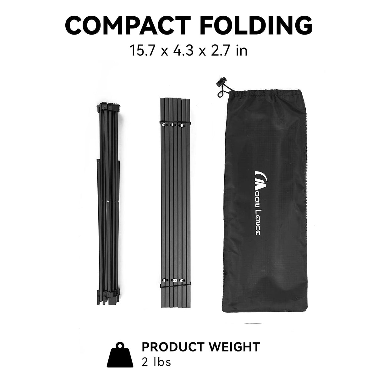 Ultralight Folding Camping Table with Carry Bag Black K83443