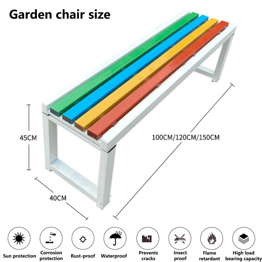 Weatherproof Metal Garden Bench Cast Iron Outdoor Seating J134424