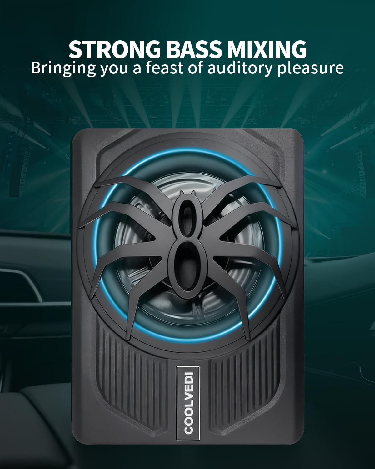 10" 1600W Slim Under Seat Powered Car Subwoofer W31658