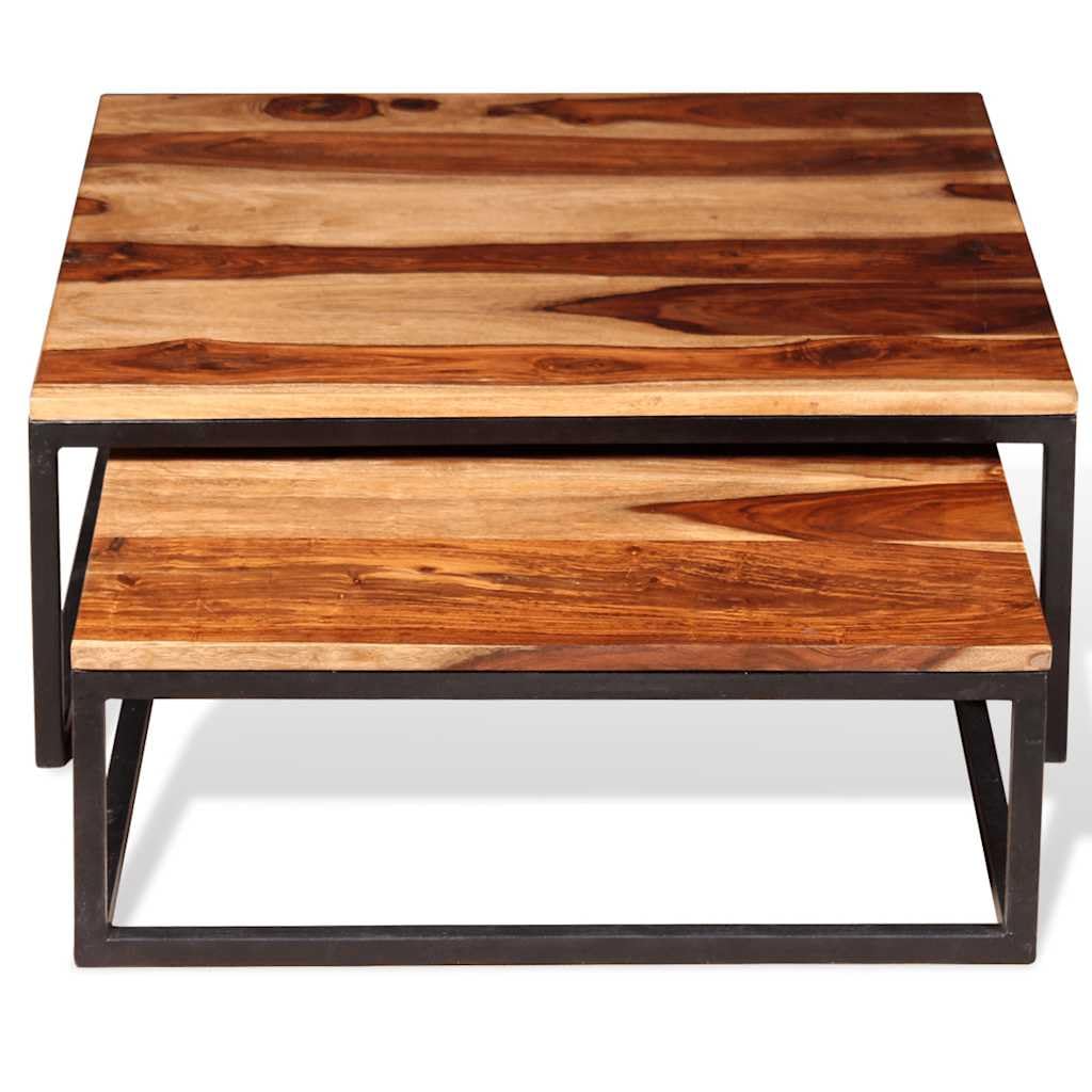 Solid Sheesham Wood Nesting Coffee Table Set J2022