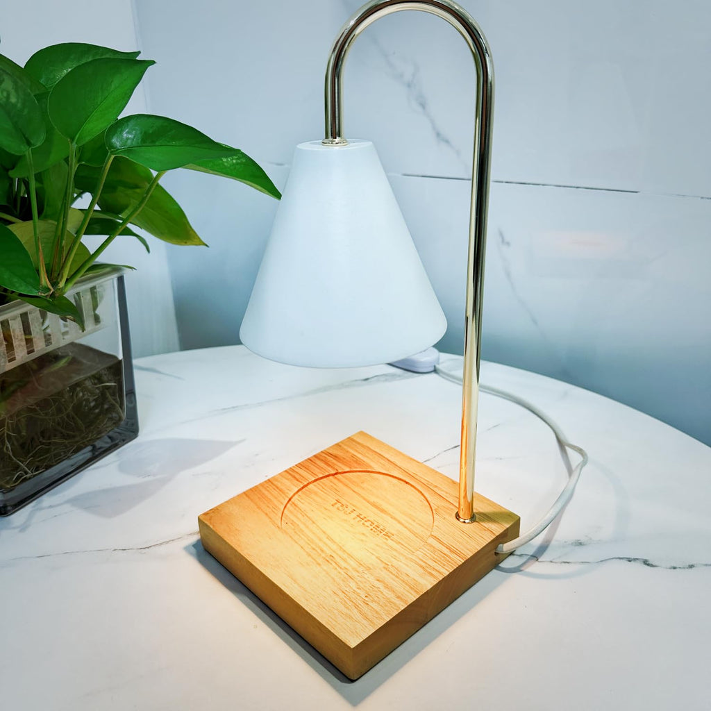 Electric Candle Warmer Lamp with 2 Bulbs, Adjustable Height, Timer, Gold Z51942