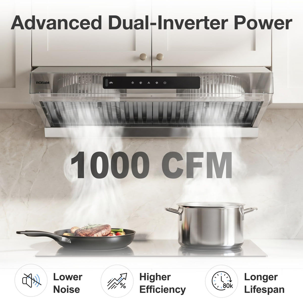 30 Inch 1000 CFM Under Cabinet Ducted Stainless Steel Range Hood O8654