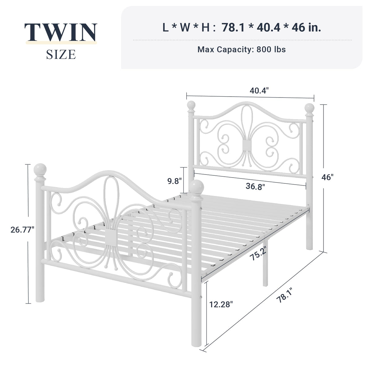 Metal Twin Platform Bed Frame R9025
