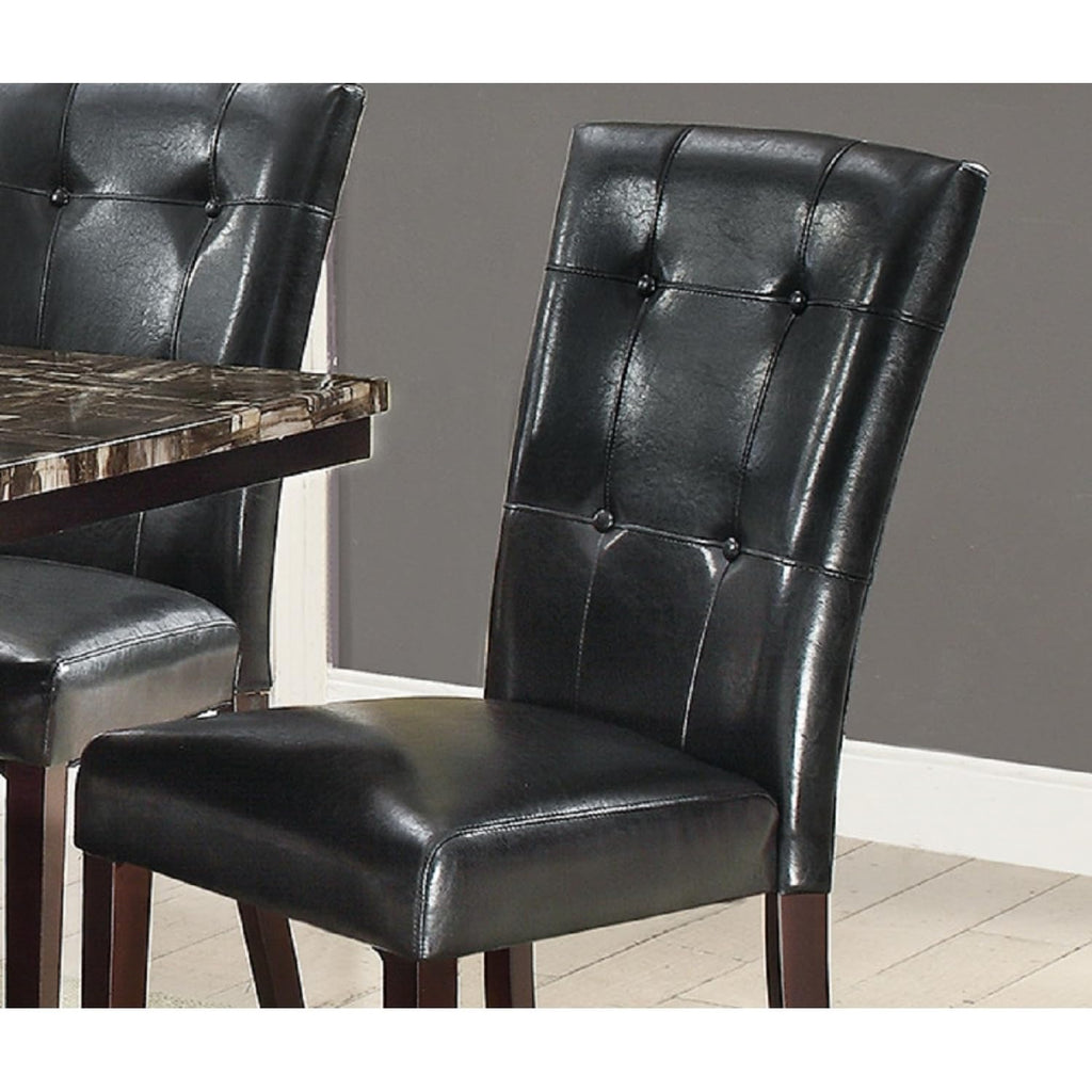 Black Faux Leather Tufted Parson Chairs Set of 2 P120