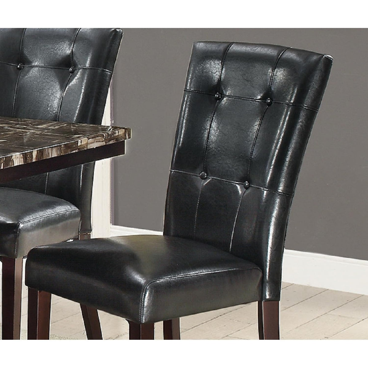 Black Faux Leather Tufted Parson Chairs Set of 2 P120