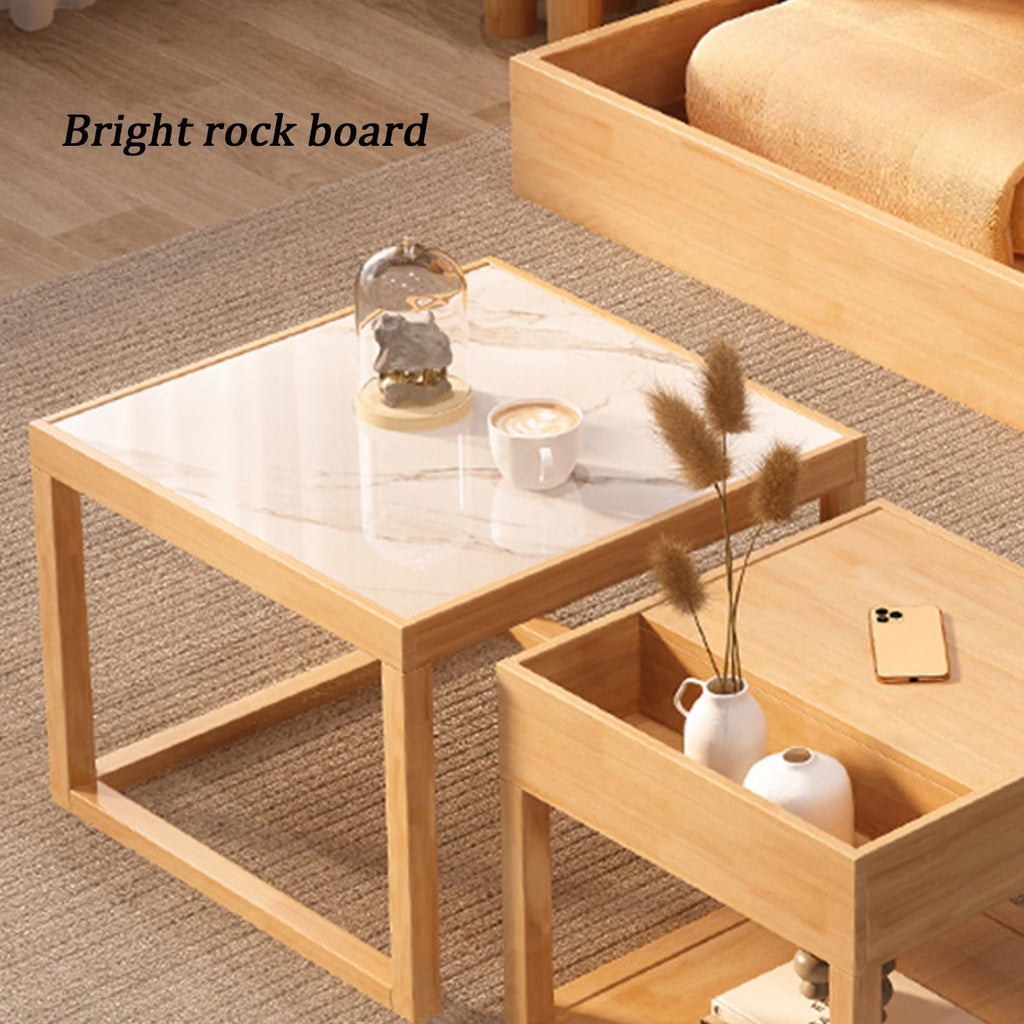Square Two-Piece Coffee Table Set with Hidden Drawer Storage S2508