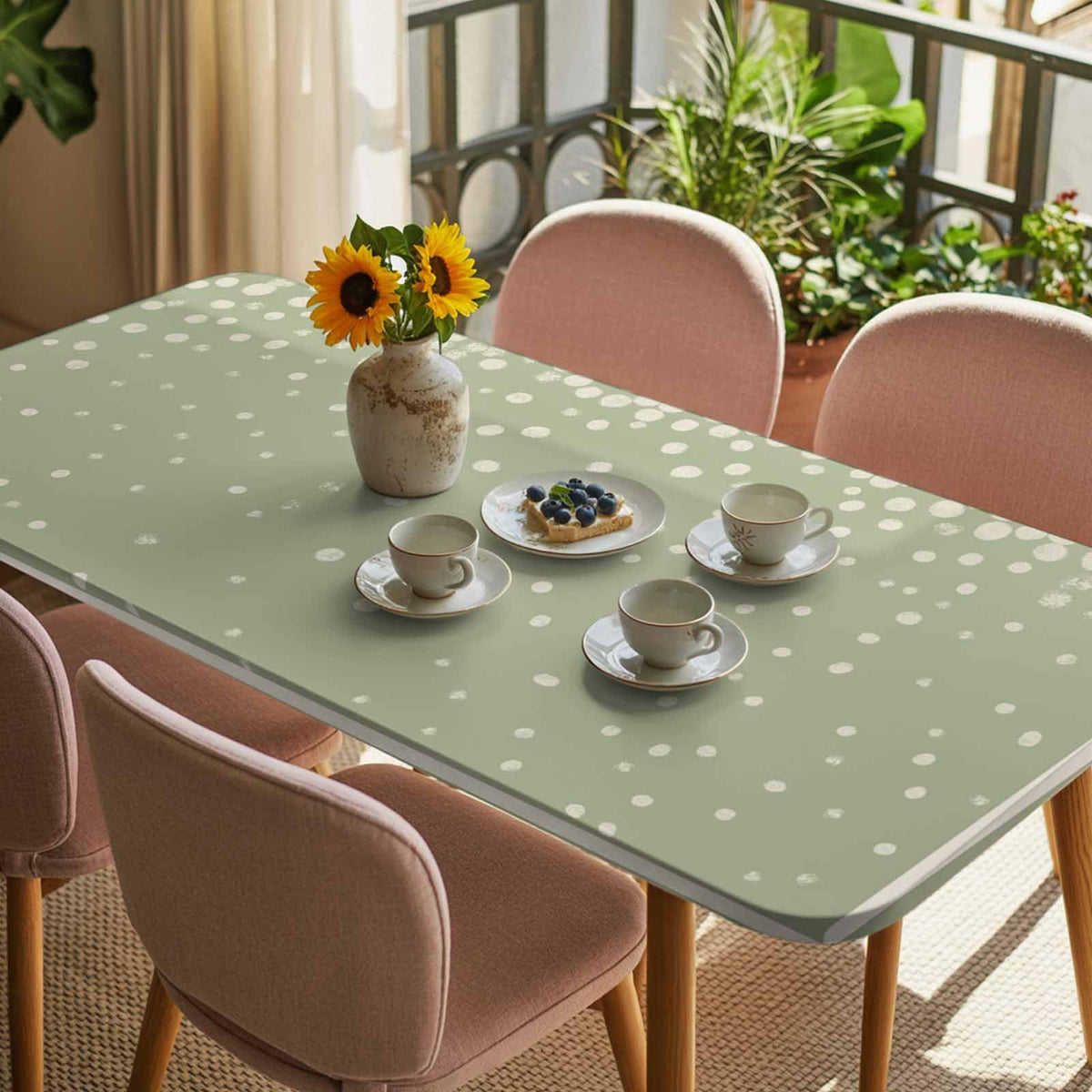 Cream Speckle Fitted Rectangle Tablecloth 32" x 72" A174