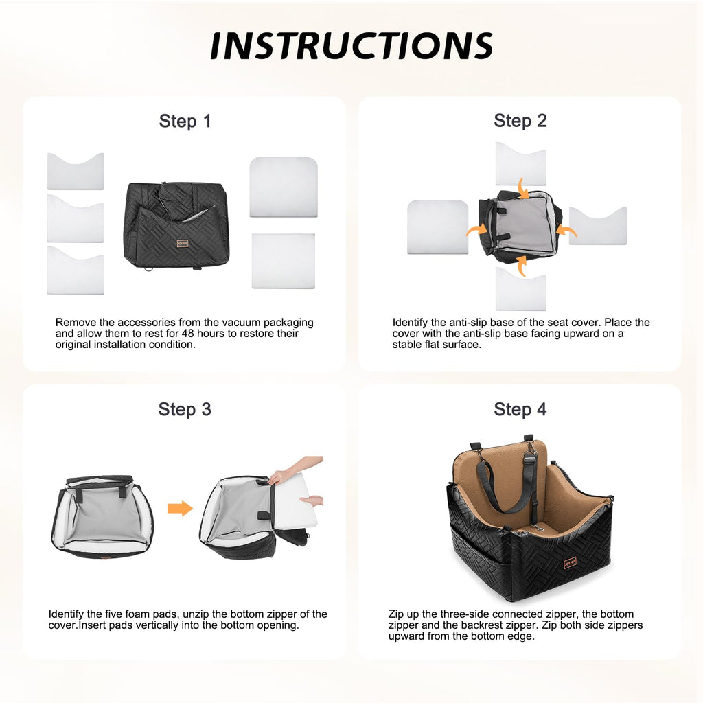 Waterproof PU Leather Dog Car Seat with Safety Belt M3794
