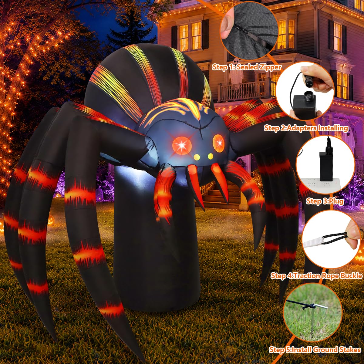 7FT Halloween Inflatables Yard Decor with LEDs X4309