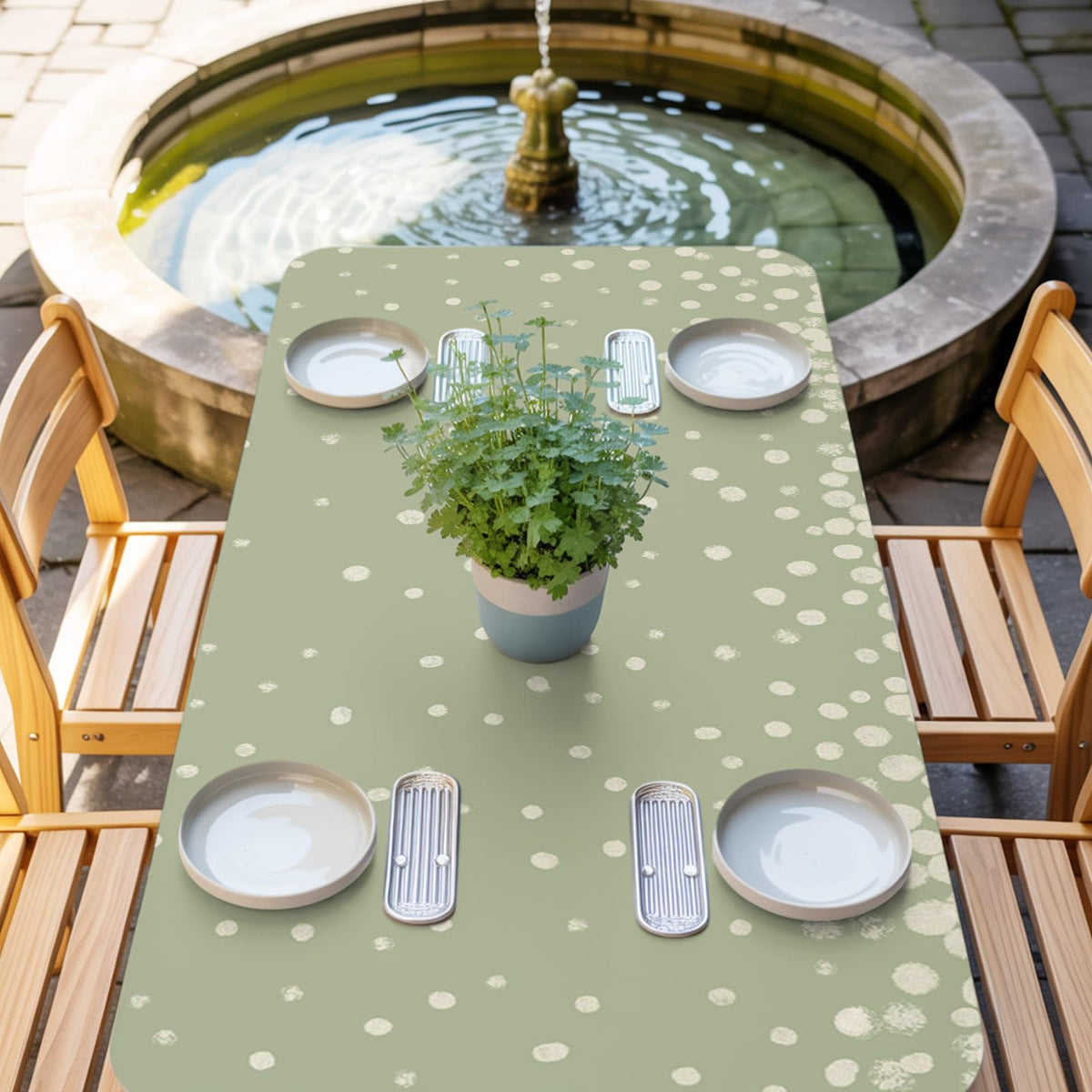 Cream Speckle Fitted Rectangle Tablecloth 32" x 72" A174