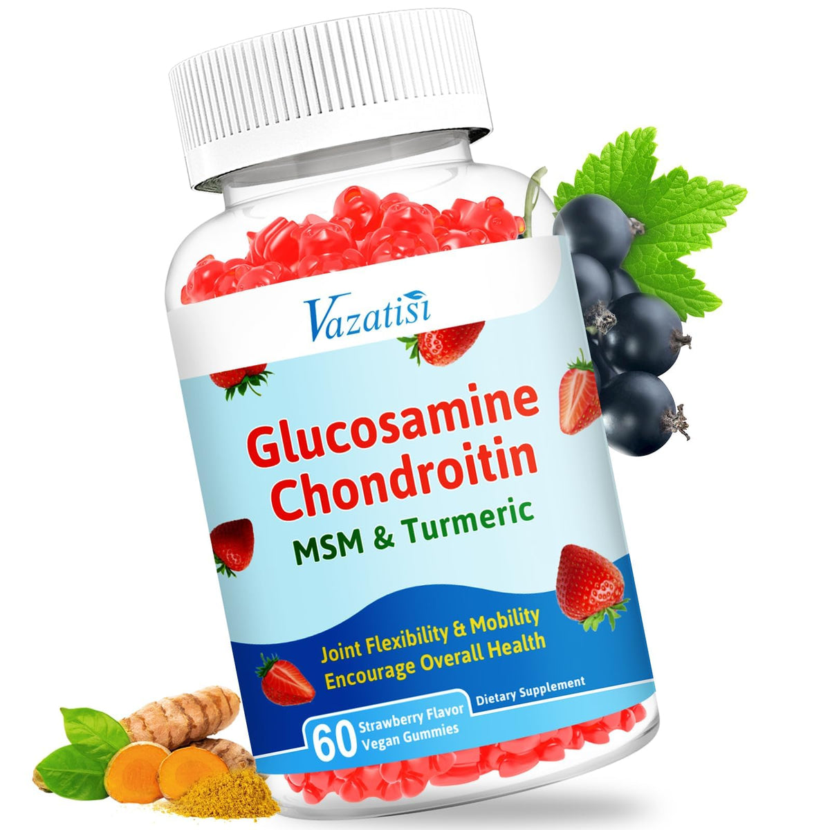 Glucosamine Chondroitin Gummies with Turmeric & MSM, 60 Gummies O58791